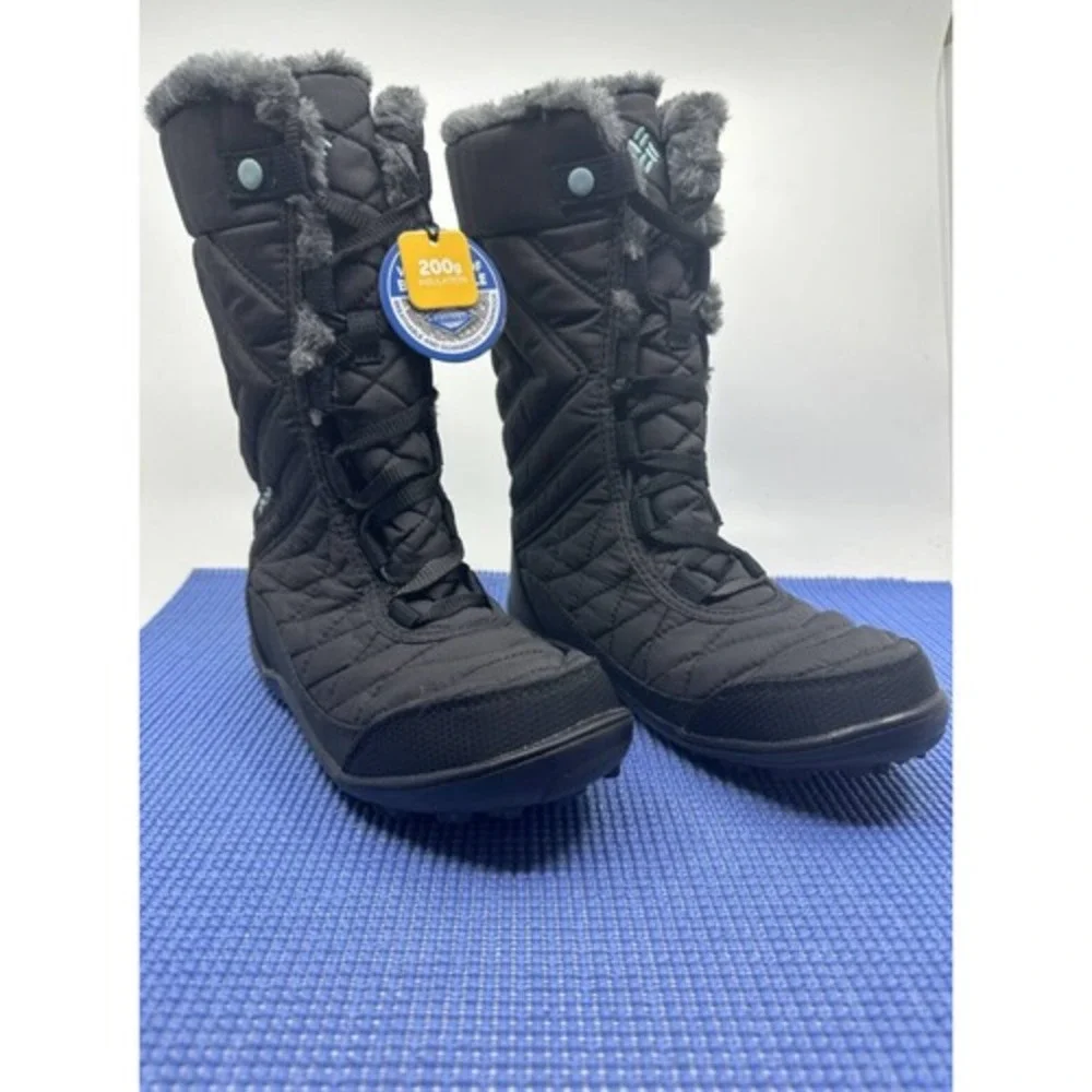 Columbia Minx Mid III Winter Boot Women SZ.4 Black New Waterproof Insulated 200g